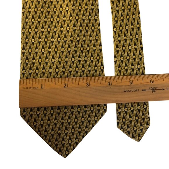 Robert Talbott Protocol Gold Black Geometric Silk Tie Pocket Square Mens Necktie - Picture 4 of 8
